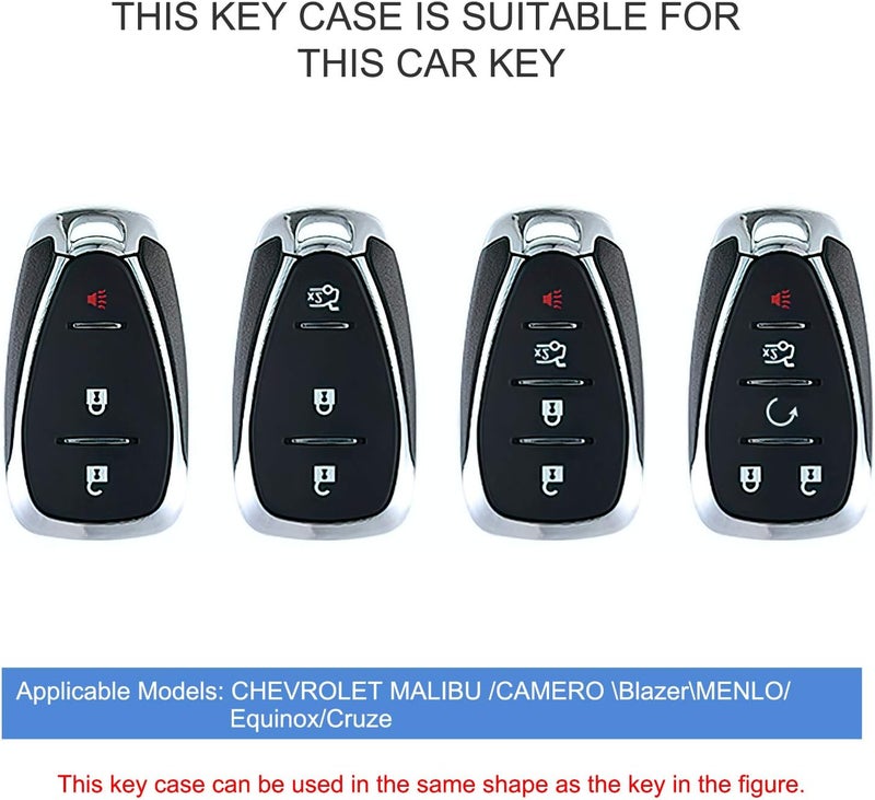 ELOHEI for Chevy Key Fob Cover Case Shell Cover TPU Protector Holder for Chevrolet 2020 2019 2018 2017 2016 Chevy Malibu Camaro Cruze Traverse Spark Equinox Sonic Volt Bolt (Silver) - Image 2